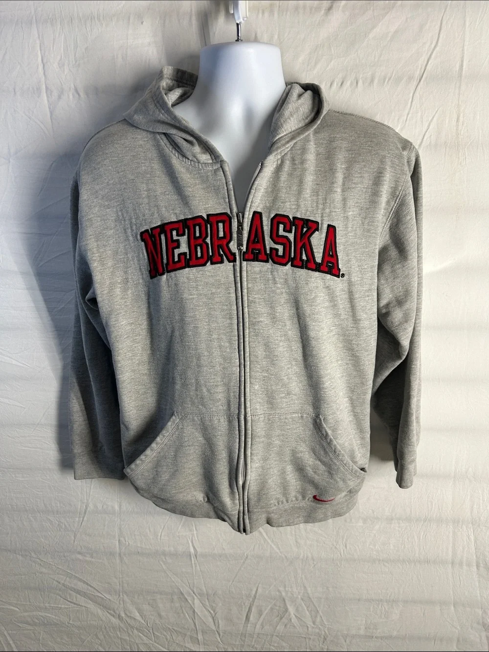 Nike Gray Hoodie with Red Logo Tag